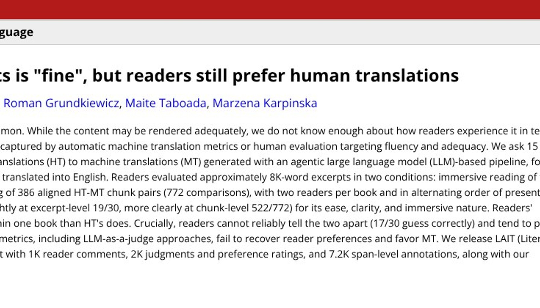 AI translations of novels are fine, readers still prefer humans