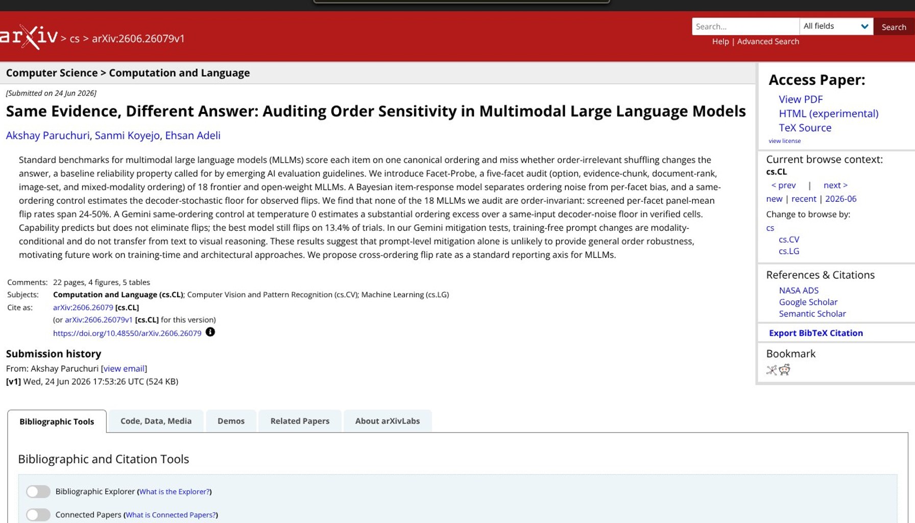 Order sensitivity breaks multimodal LLMs