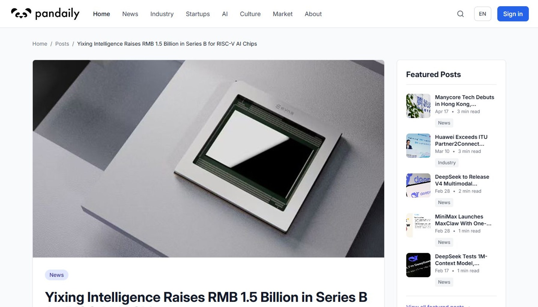 Beijing AI Chips Startup Lands RMB 1.5B