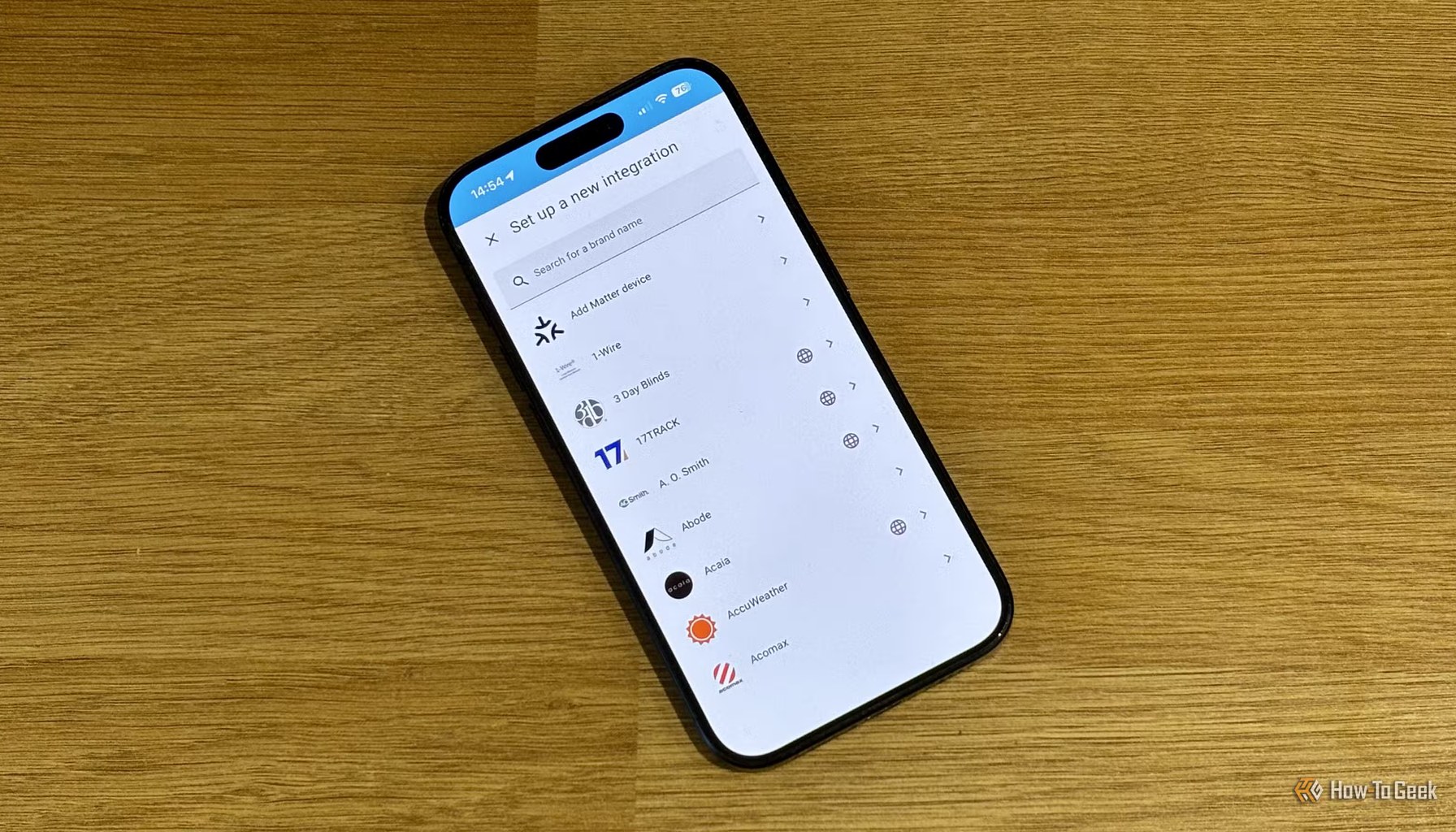 The Set Up a New Integration screen in Home Assistant on an iPhone.