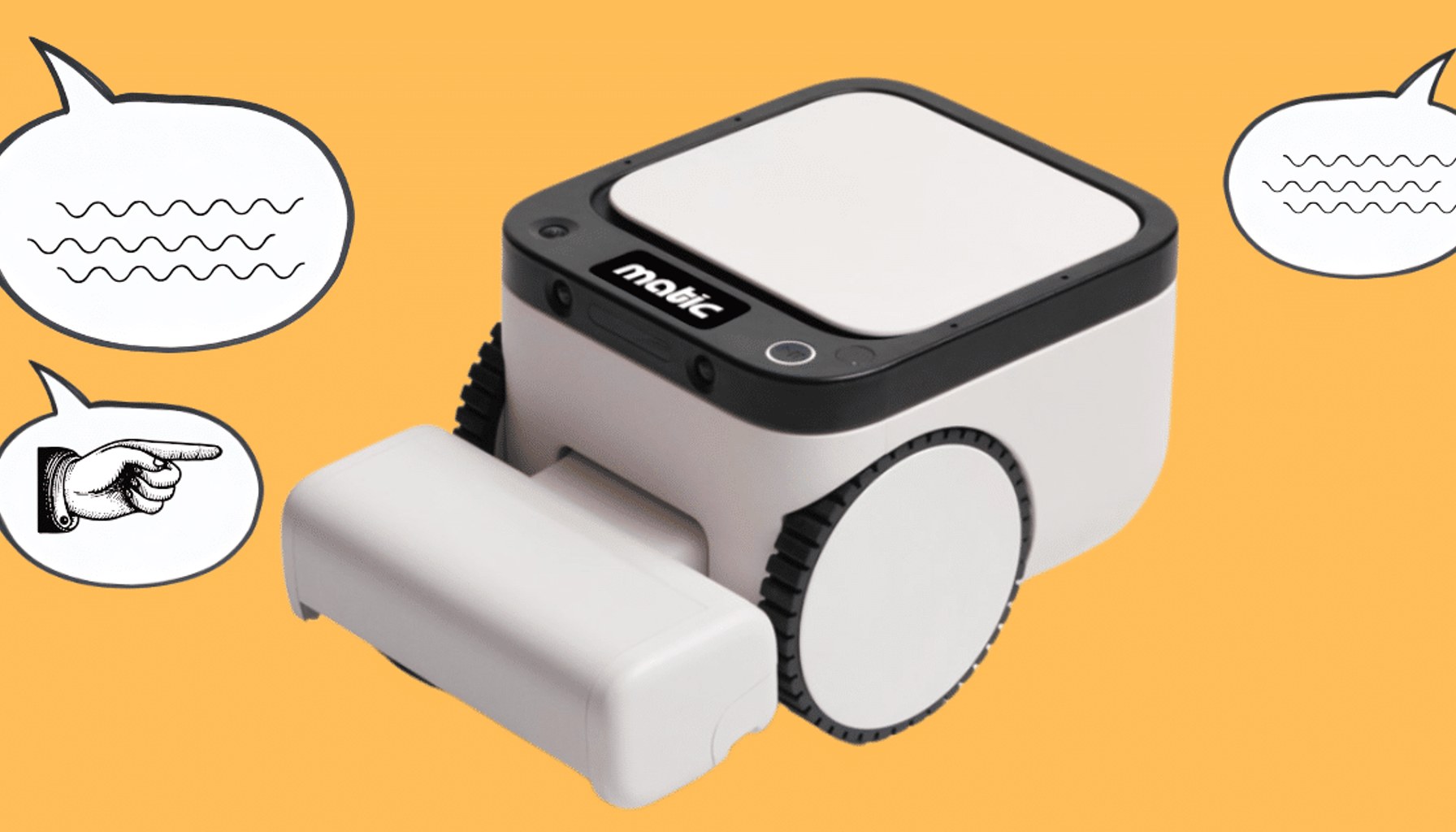 Matic robot vacuum with speech and gesture symbols