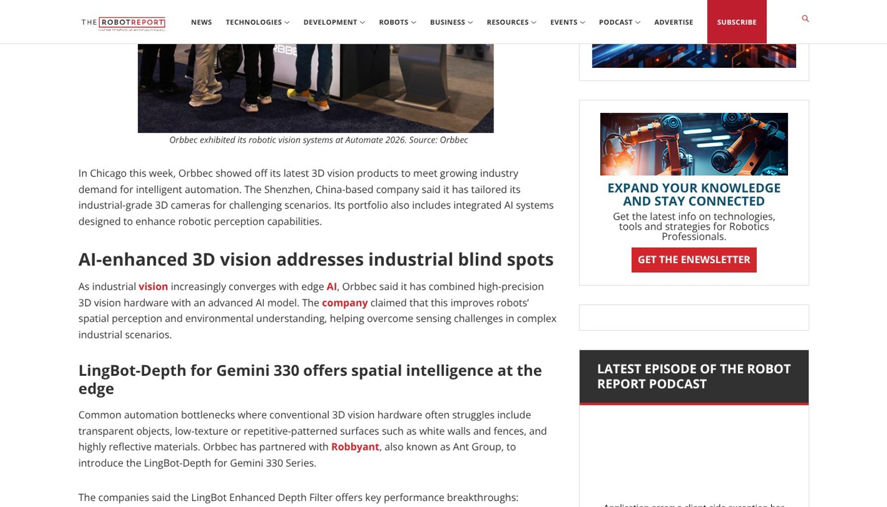Orbbec Gives Factory Robots Real Depth and Edge AI
