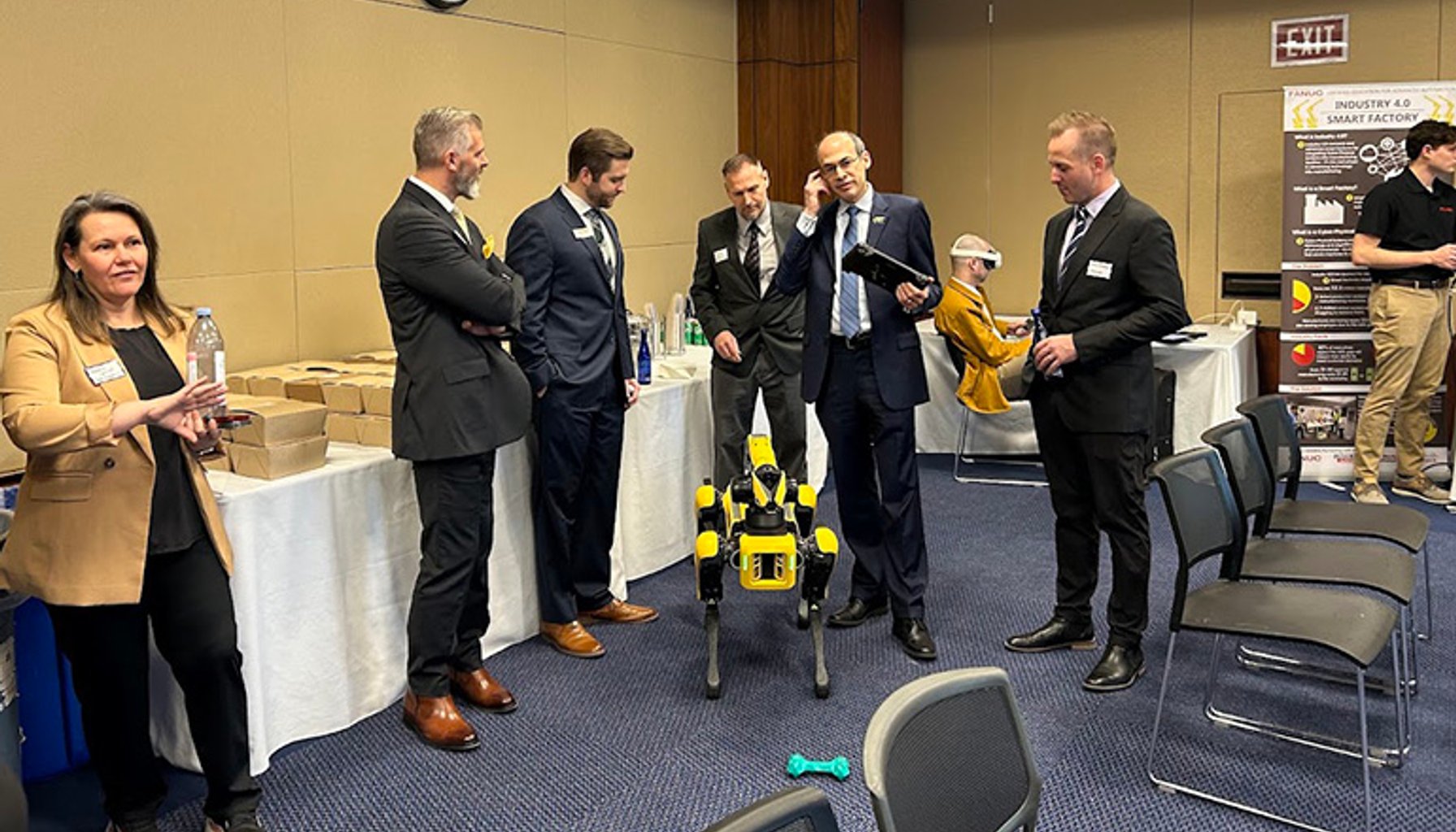 Boston Dynamics' Brendan Schulman demonstrates Spot quadruped at Congressional Robotics Caucus meeting in December.