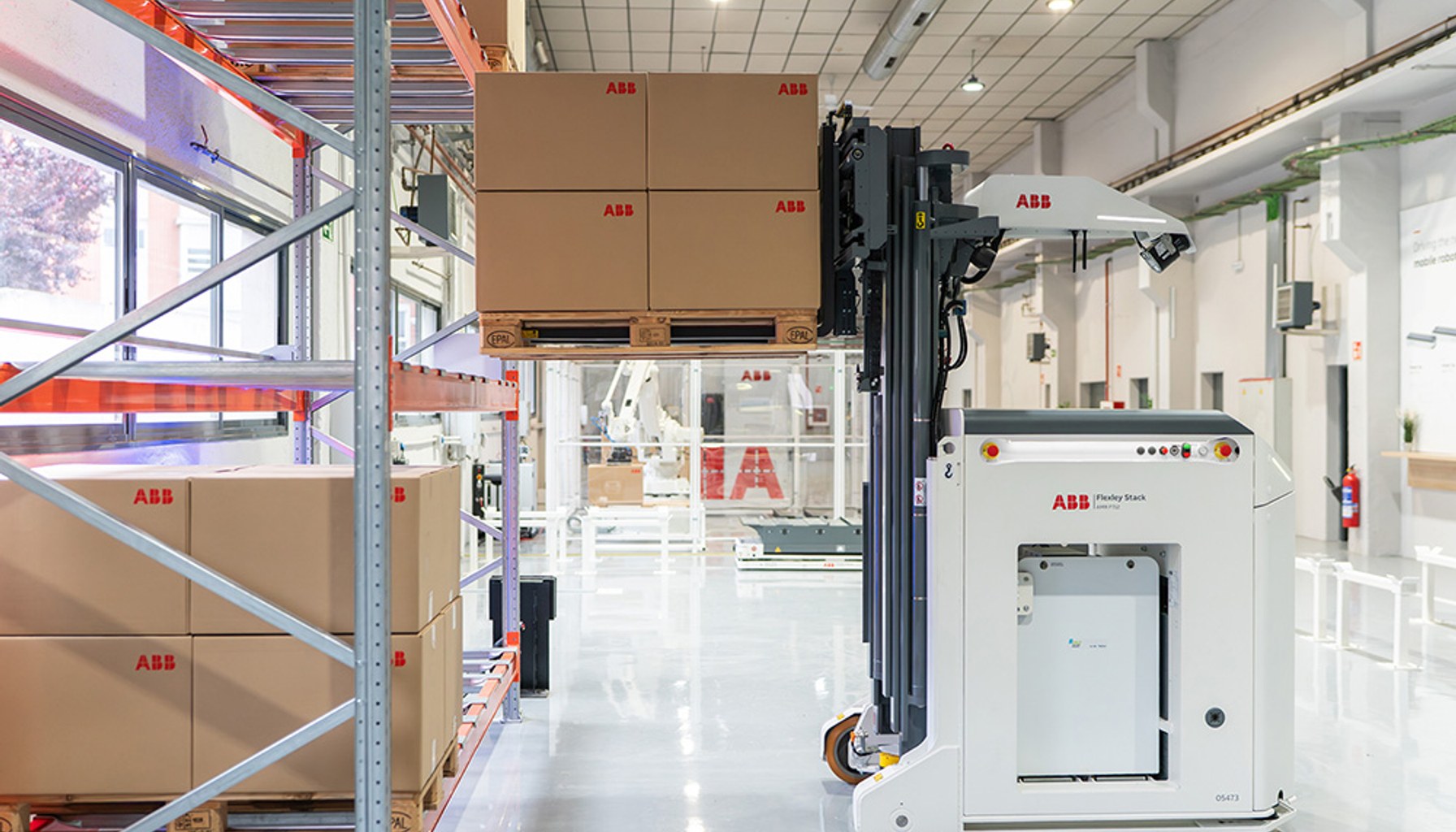 The new Flexley Stack F712 autonomous forklift can work in storage and retrieval, says ABB Robotics.