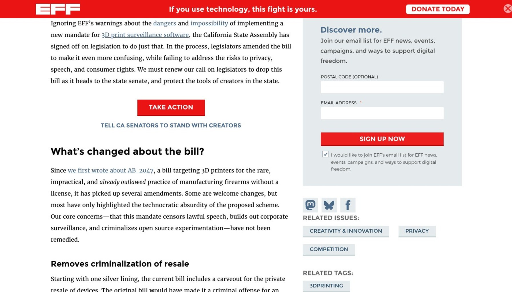California Advances 3D Printer Surveillance Bill