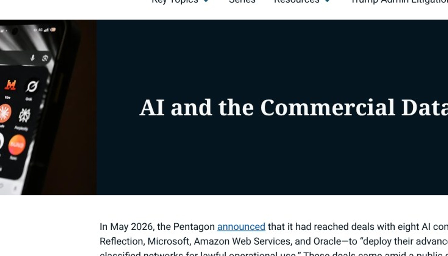 Pentagon AI Deals Put Commercial Data at the Center of the Domestic Surveillance Debate