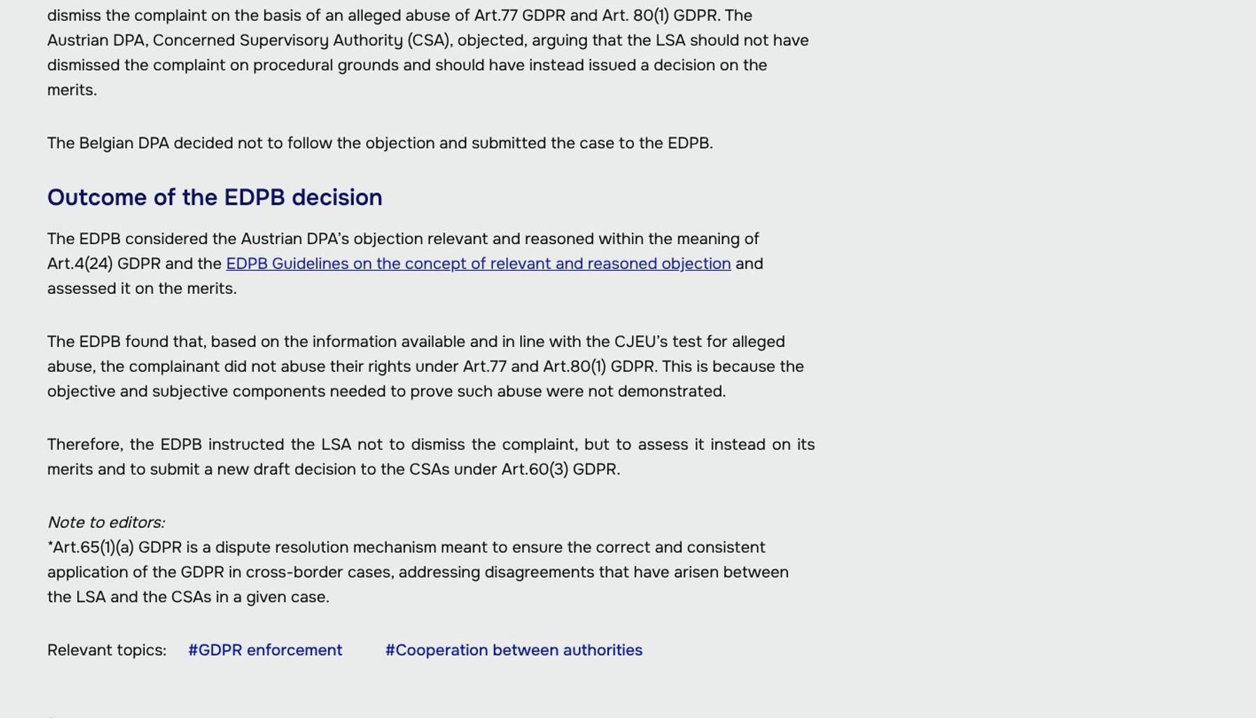 EDPB orders Belgian regulator to rule on NOYB’s VRT cookie-banner complaint on the merits