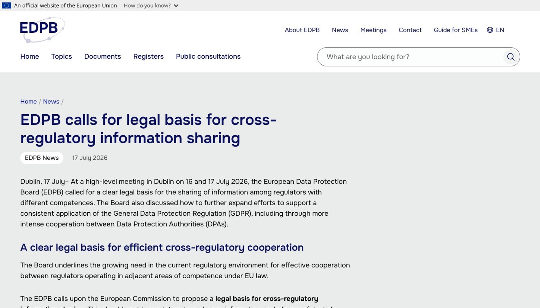 EDPB presses Commission for legal route to share confidential enforcement data across EU regulators